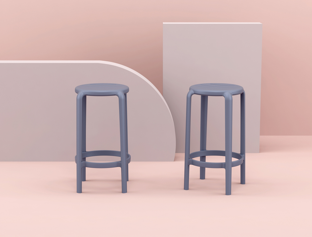 Табурет пластиковый полубарный Siesta Contract Tom Bar 65, темно-серый