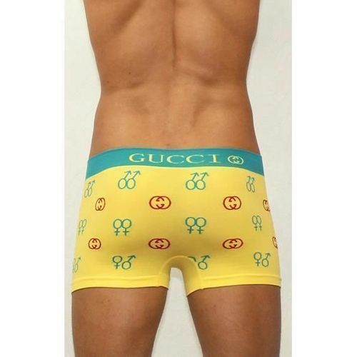 Мужские трусы боксеры бесшовные Gucci желтые с принтом