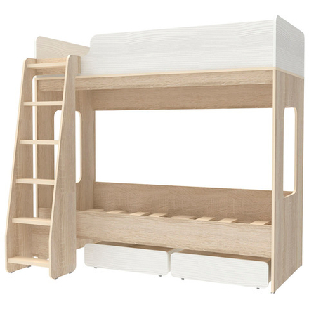 Двухъярусная кровать КарИВи Л-Д601.2 с ящиками 75x175 Дуб Сонома Белое Дерево
