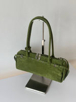 89-8752-1 GREEN Сумка жен. нат. замша 33*10*14