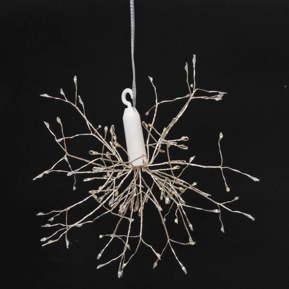 Гирлянда для дома на батарейках «Разряд молнии» 120 ламп LED, d - 20 см, 2 реж.,IP-20, (3хАА), Белый