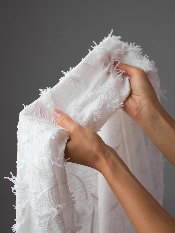 Ткань хлопок &quot; вышивка перья&quot; суперобъем, Китай, белый