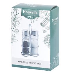 Набор для специй 2пр. (солонка, перечница) на подставке 8,5х4х10 (стекло)(подарочная упаковка)