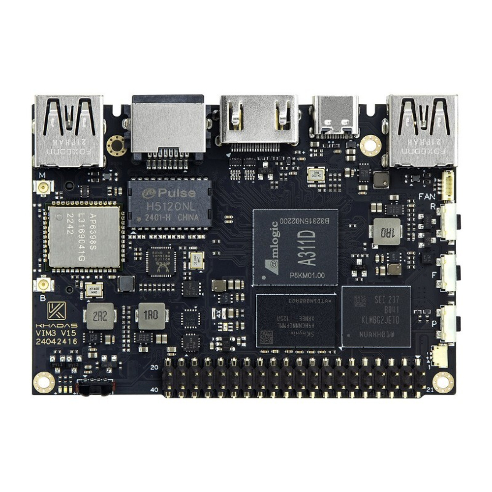 Одноплатный компьютер Khadas VIM3 Pro Amlogic A311D with 5.0 TOPS NPU, 4GB LPDDR4/X, 32GB eMMC, AP6398S