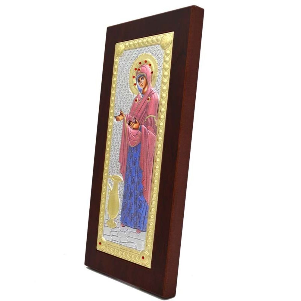 Геронтисса (Старица, Настоятельница). Икона Божьей Матери в серебряном окладе. 11 × 23 см.