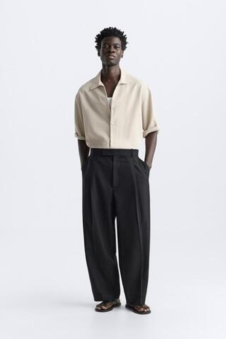 ZARA РУБАШКА ИЗ СМЕСОВОГО ЛИОЦЕЛЛА, БЕЖЕВЫЙ