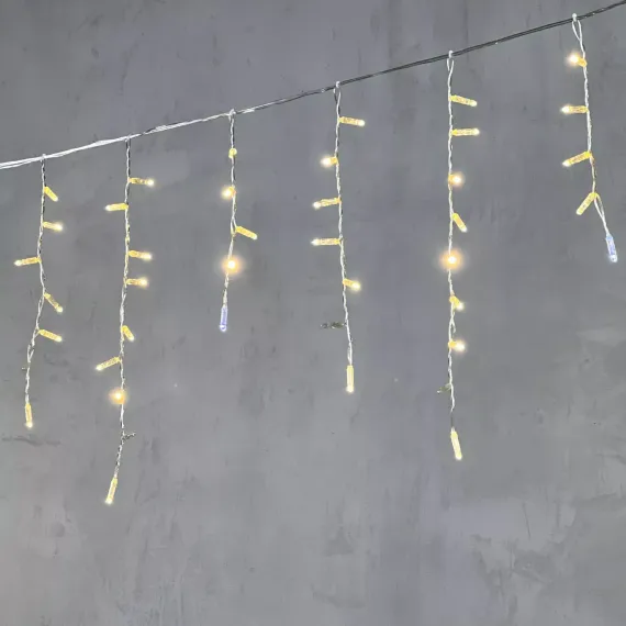 Светодиодная бахрома с колпачком 4,9*0,5 м., 189 теплых белых LED ламп, мерцание, прозрачный провод ПВХ, IP65, Beauty Led (PIL189BLWCAP-10-2WW)