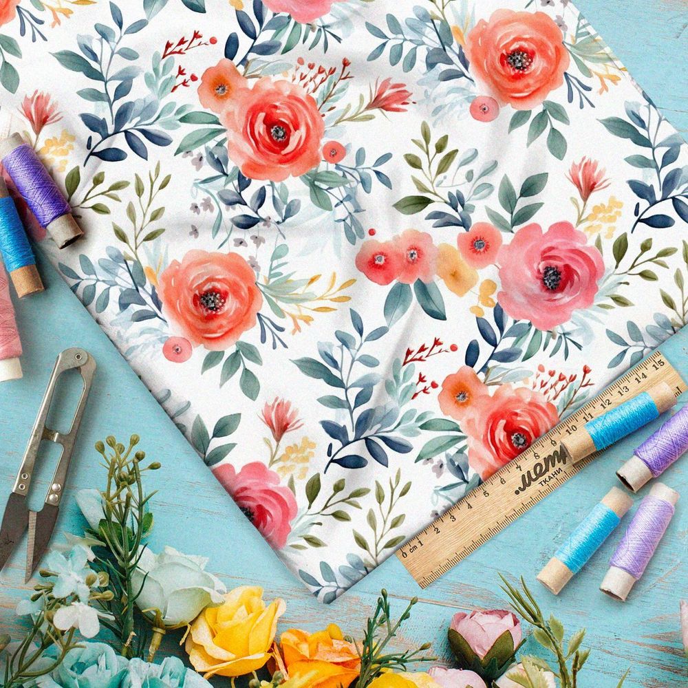 Ткань Барби полевые акварельные цветы