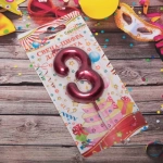 Свеча для торта Цифра Глянец «3» 5,5 см, рубин