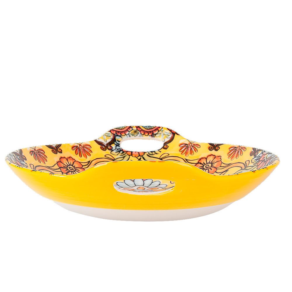 Блюдо с ручками "Arabesque" (желтый) 23,5*20*4см. (min9) (транспортная упаковка)