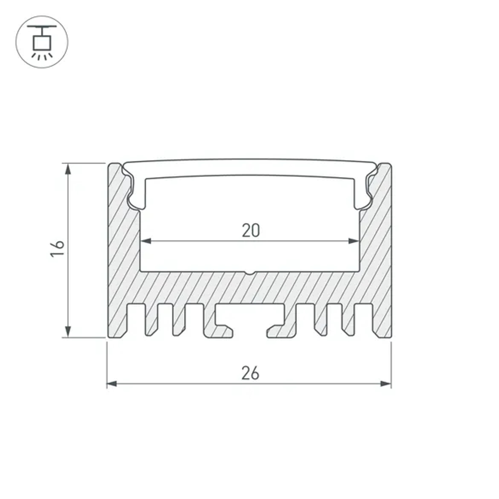 Профиль ARH-LINE-1726-2000 ANOD (Arlight, Алюминий) 018674