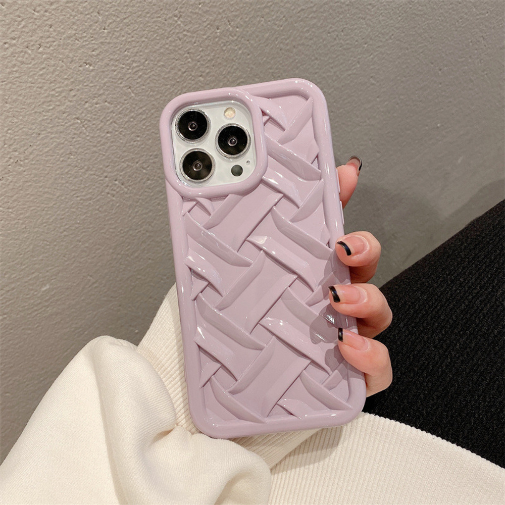 Чехол TPU Глянец. 3D форма. Плетение. Розовый