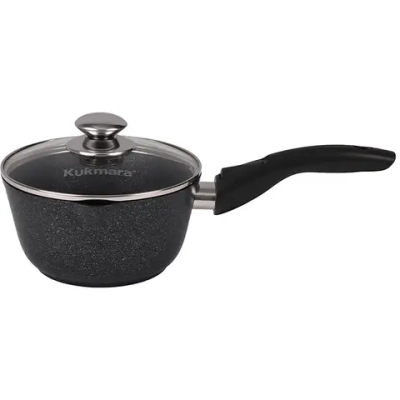 Ковш 1,5л «Мраморная»(темный мрамор) с носиком, съемная ручка, стеклянная крышка кмт0156а