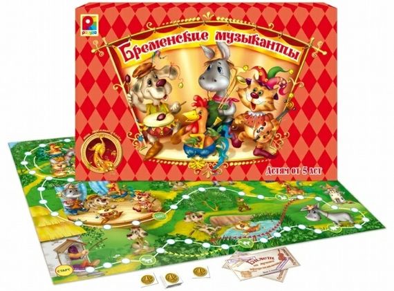 Бременские музыканты. (Настольно-печатная игра с игровым полем и фишками)