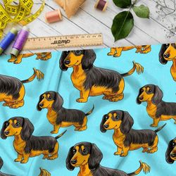 Ткань премиум флис таксы на голубом