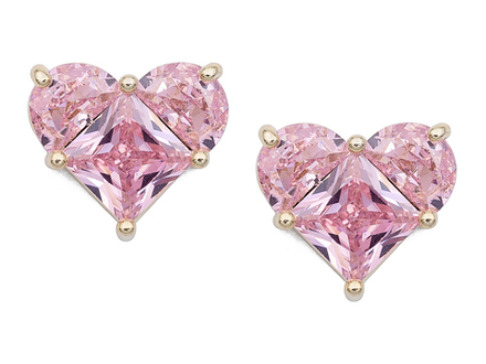 Серьги "Сердце" 11мм, с розовыми кристаллами