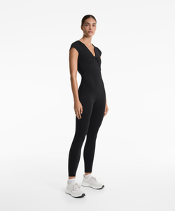 Oysho Длинный комбинезон с открытой спиной Comfortlux, черный