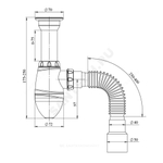 Сифон для умывальника бутылочный 1 1/2"x40 с гофрой 40х40/50 выпуск с пластиковой решёткой Unicorn А120Р