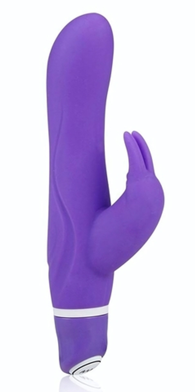 Фиолетовый силиконовый вибратор со стимулятором клитора - 21 см. (Цвет: фиолетовый)