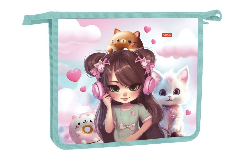 Папка для тетрадей А5ф пластиковая на молнии "Слушай музыку!" (Хатбер)