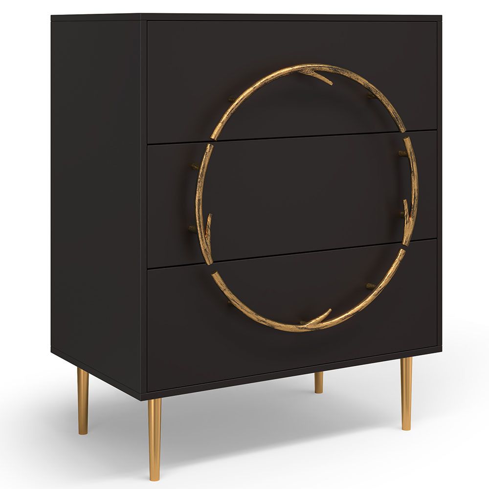 Комод Арт Колор matte Стайл Голд с 3 ящиками Терпкий коричневый матовый