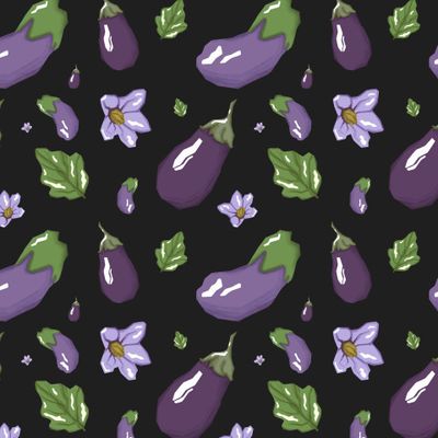 Баклажаны и цветы без фона