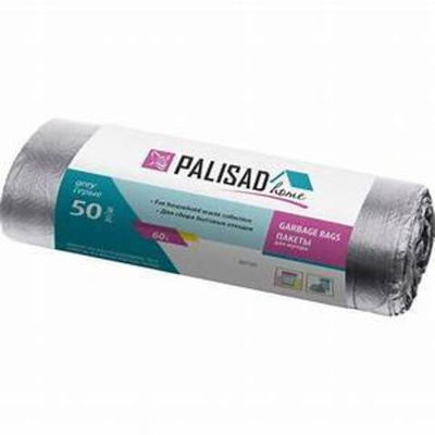 Пакеты для мусора 60 л x 50 шт. серые, Home// Palisad 927125