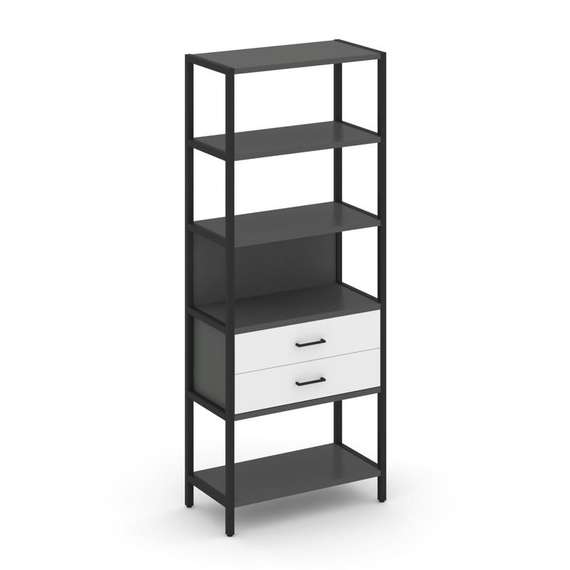 Shelf System Односекционный стеллаж пятиярусный с ящиками SN.STM-512 Антрацит/Белый/Металл Черный 81