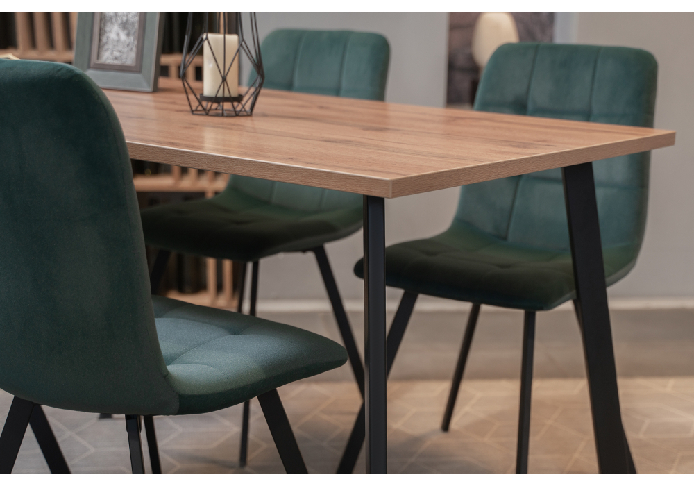 Стол деревянный Woodville Тринити Лофт 120х80 25 мм дуб делано темный, черный матовый, ножки черные