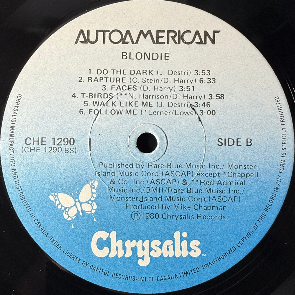 Blondie ‎– Autoamerican (Канада 1980г.)