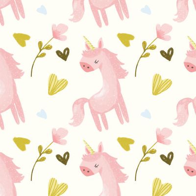 розовые единороги и цветы