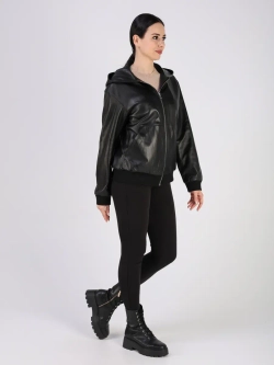 Кожаная куртка демисезонная с капюшоном