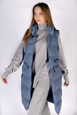 Синяя удлиненная жилетка интернет магазин