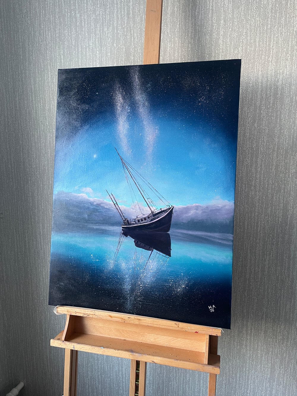 Картина маслом на холсте "Звёздный причал" 80х60 см. Деревянный подрамник. Художник Наталия Осадчук