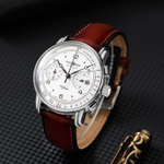 ZEPPELIN Hundred Years Collection Quartz Movement Men"s Watches Wrist Watches White Dial Stainless Steel Case 8676 1