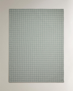 Zara Home плед из хлопка, зелёный, в клетку · 3196/004