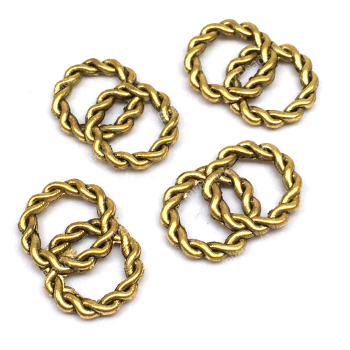 Коннекторы - двойные колечки витые 19х13 мм (10 шт), под золото
