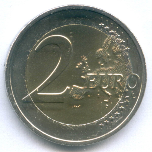 2 евро 2022 год. Люксембург. 10 лет свадьбы Великого герцога Гийома и графини Стефании де Ланнуа. Биметалл UNC