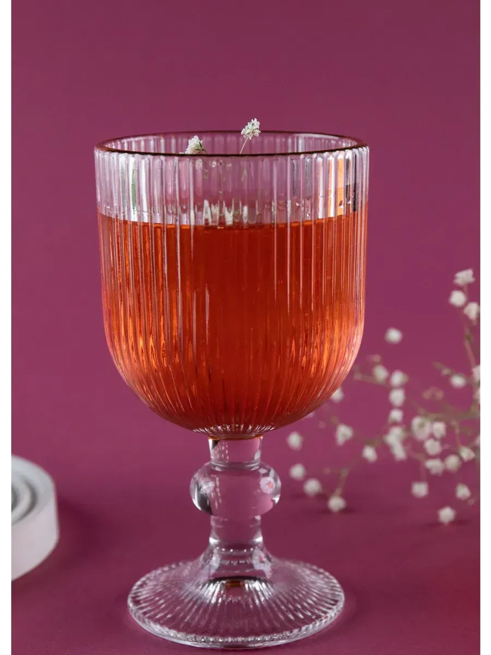 Набор бокалов вина 6 шт., ребристые с золотой каймой