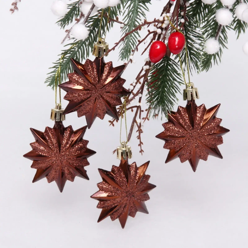 Ёлочные игрушки «Таинственное очарование» Звезда остроконечная 6 см (набор 4 шт), шоколад