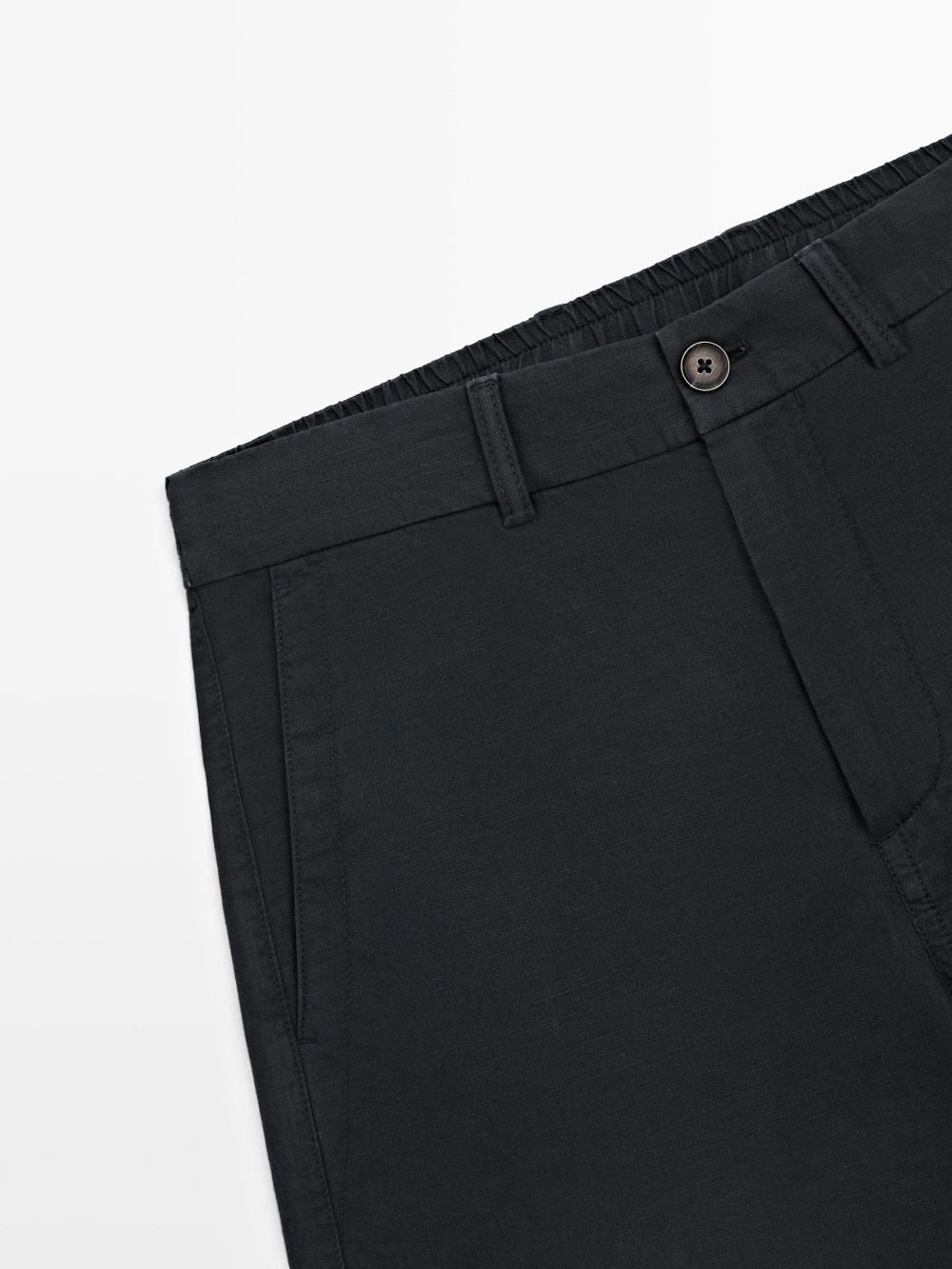 Massimo Dutti Бермуды из смесовой льняной ткани, темно-синий