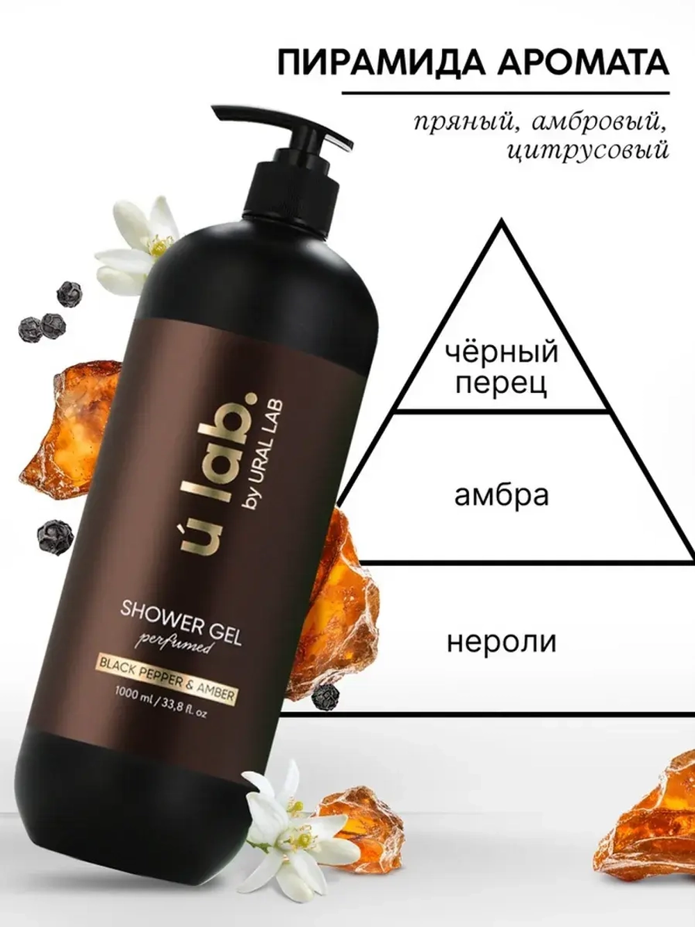 Гель для душа женский, парфюмированный Black pepper, 1000 мл