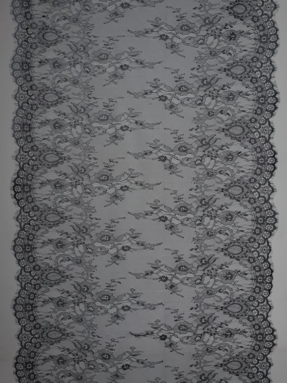 07-02 БРАК Кружево реснички (шантильи) широкое, 75 см, черный 170