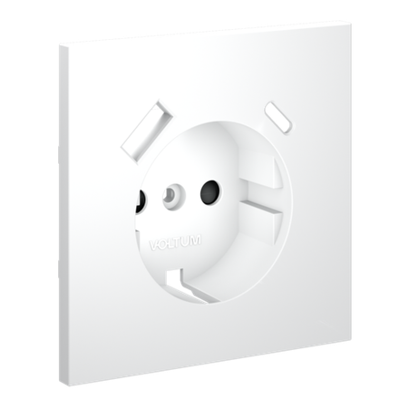 Накладка для розетки с заземлением и защитными шторками, с USB A+C, S70 (белый матовый)