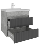 AVK2. Тумба навесная, 2 Ящика, 800, коллекция (Эвелин, Cersanit Como, Основной, Ателье Светлое, Графит древесный)