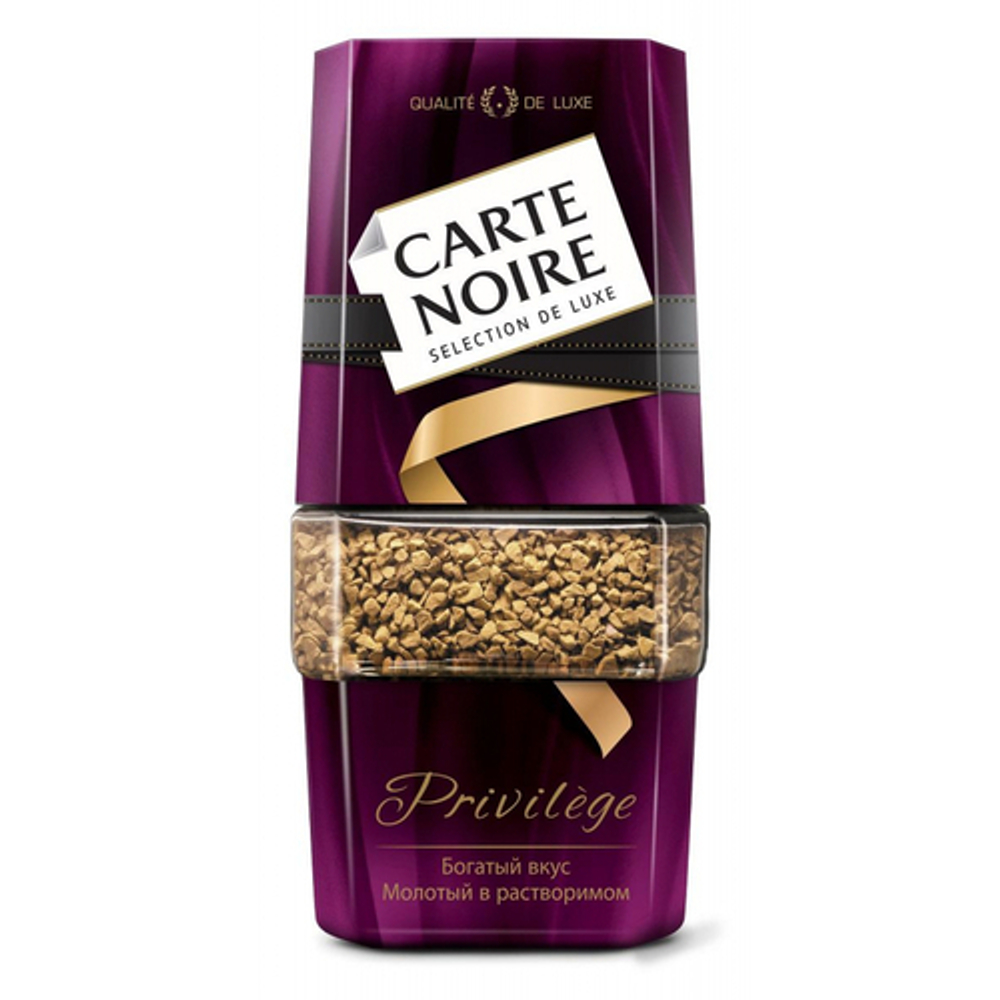 купить Кофе растворимый Carte Noire Privilege с молотым кофе, 95 г стеклянная банка (Карт Нуар)