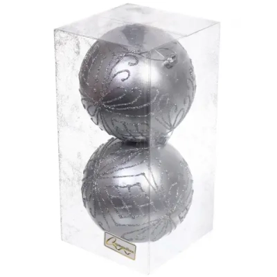 Новогодние шары 10 см (набор 2 шт) «Загадочная мечта», серебро