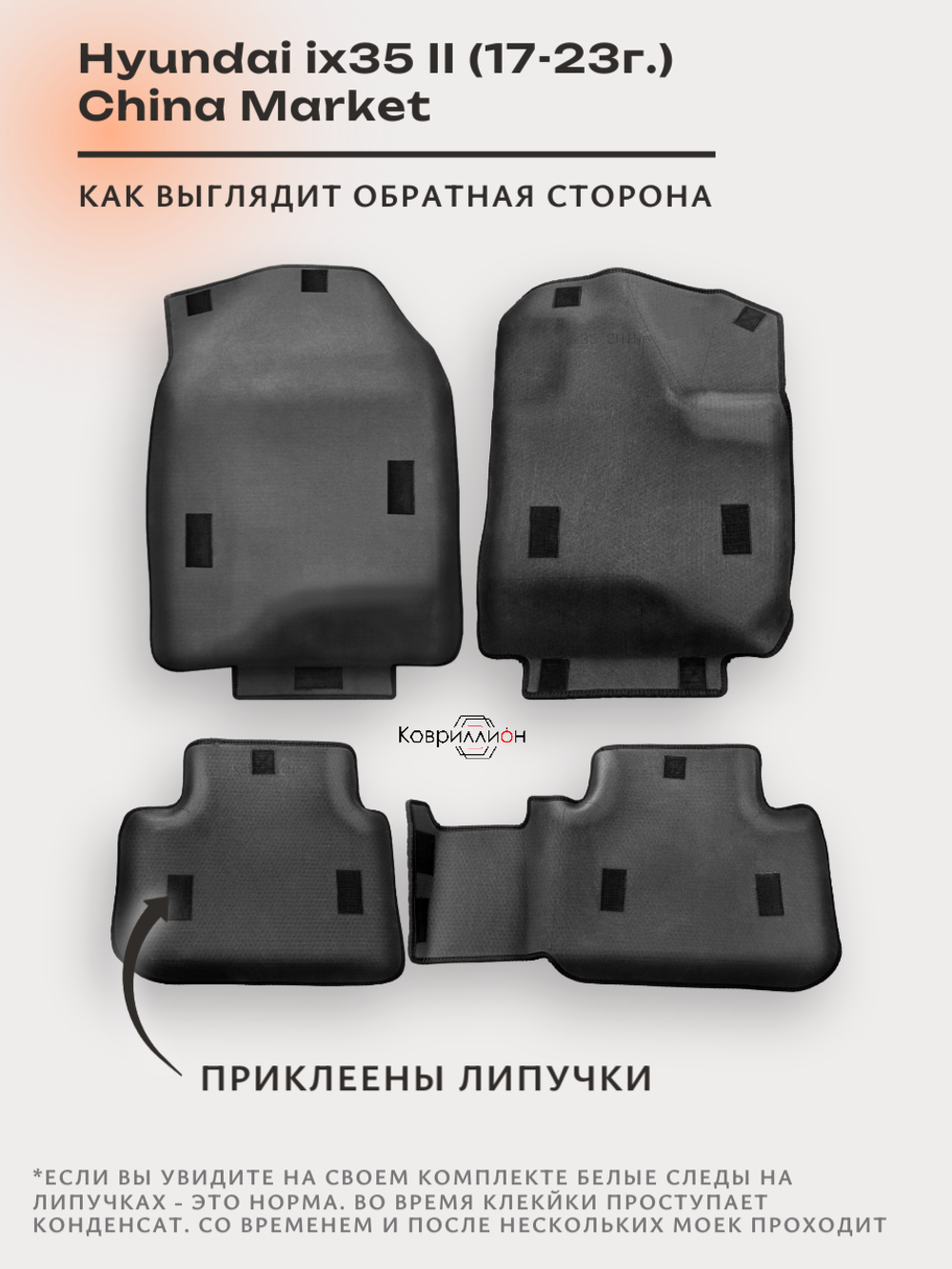 Автомобильные коврики ЭВА с бортами для Hyundai ix35 II (17-23г.) China Market
