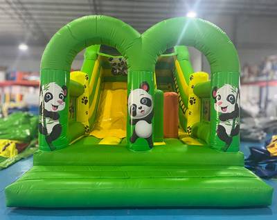 Коммерческий надувной батут «Панды в джунглях», 6×3,5×3,5 м, с горкой