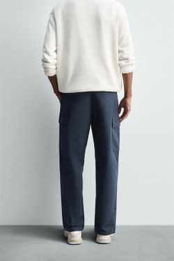 ZARA БРЮКИ КАРГО REGULAR FIT, ИНДИГО